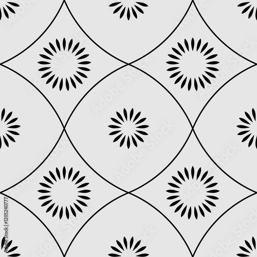seamless botanical pattern of painted oriental motifs 
