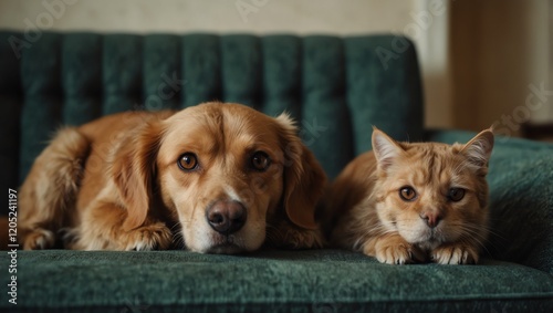 Obraz na płótnie cat and dog w salonie