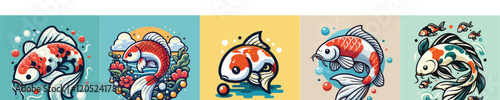Koi fish vector collection