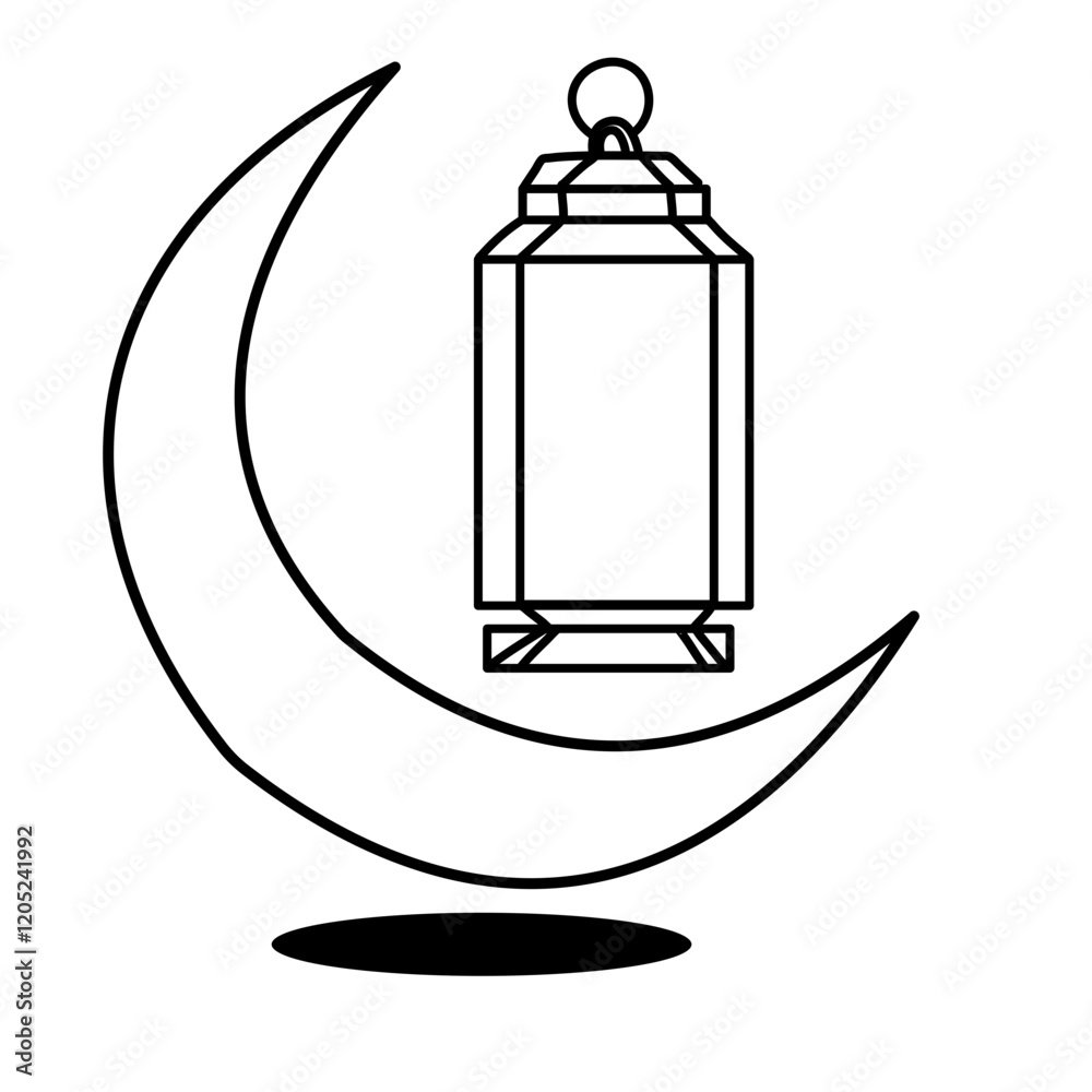 Fototapeta premium Islamic lantern simple flat icon