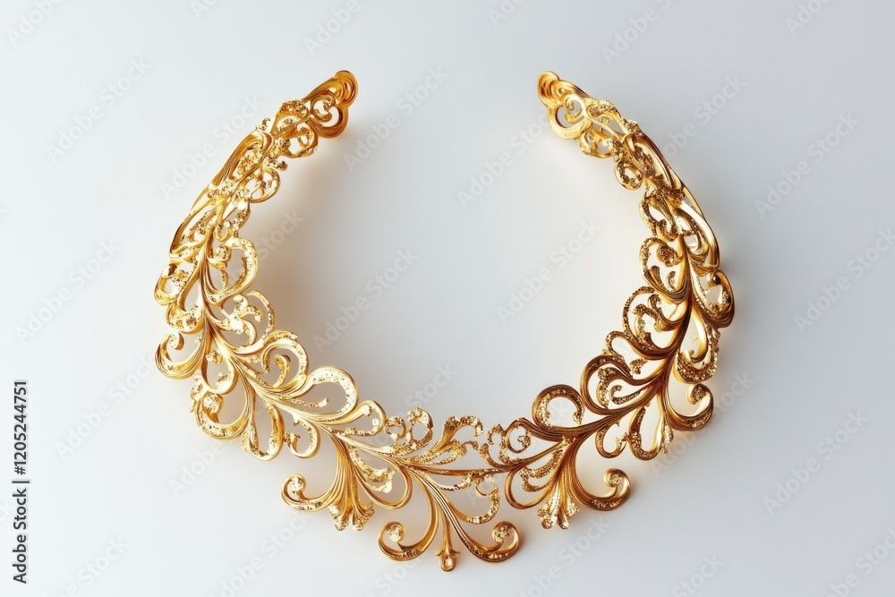 Obraz premium Gold necklace on white surface