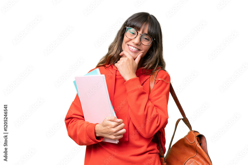 Young student caucasian woman over isolated background happy and smiling Young student caucasian woman over isolated background happy and smiling