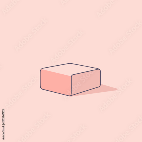 Minimalistic icon of a yoga block, sleek design in pastel tones.