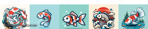 Koi fish vector collection