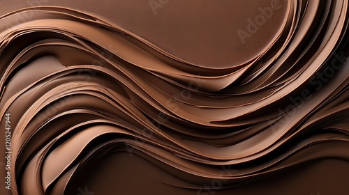 Swirling chocolate waves, abstract background, food photography, dessert texture