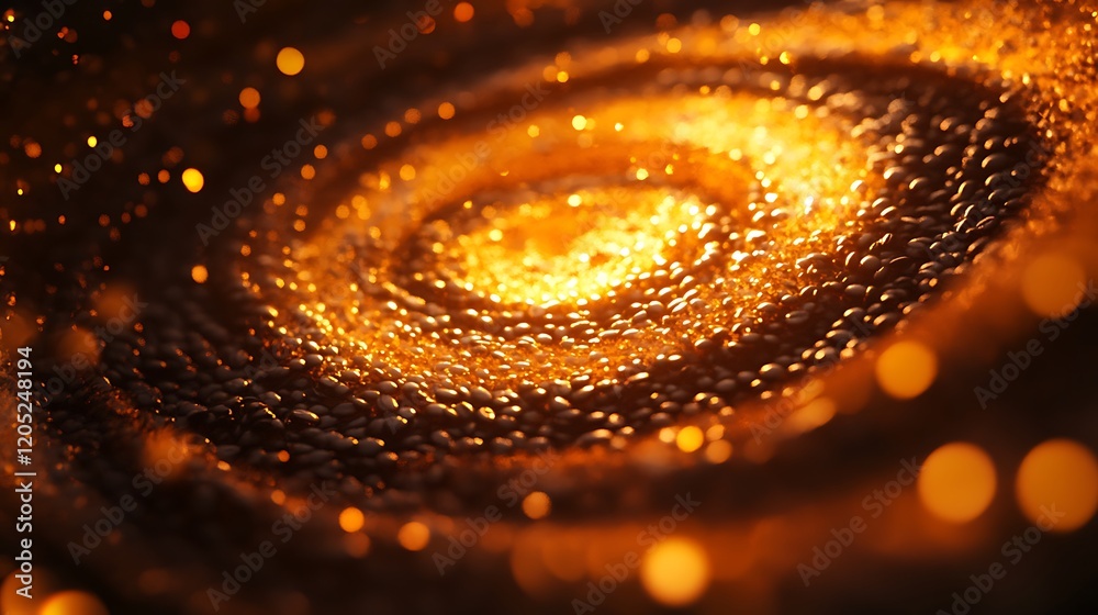 A lively swirl of coffee beans with a warm, glowing backdrop A lively swirl of coffee beans with a warm, glowing backdrop
