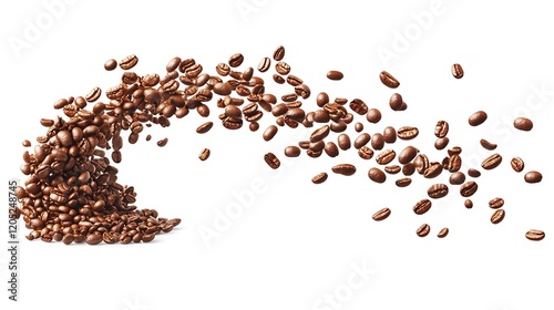 Obraz na płótnie A burst of coffee beans flying through the air with dynamic lighting w salonie