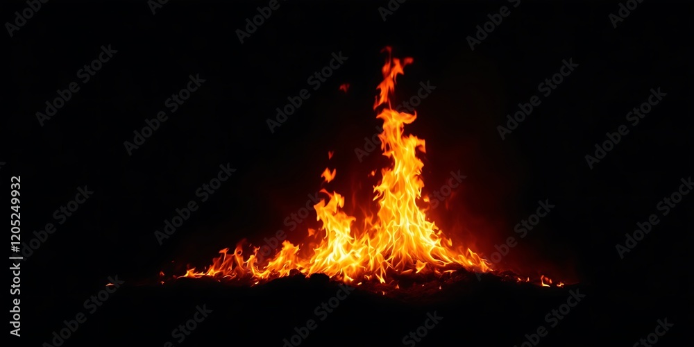 Fiery Bonfire Flames Burning Bright at Night Fiery Bonfire Flames Burning Bright at Night