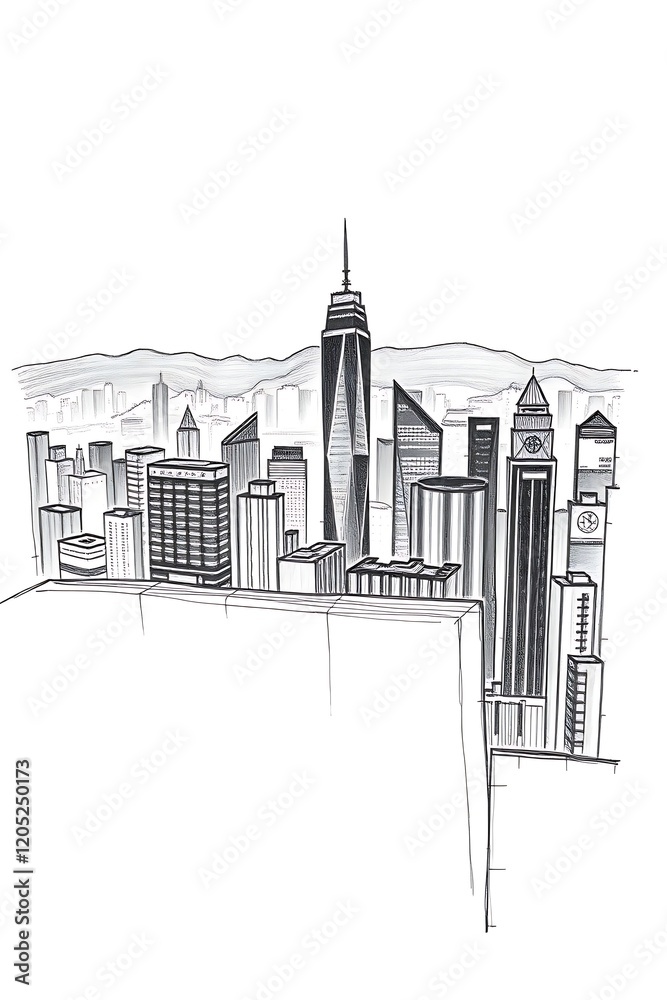 Obraz premium Monochrome cityscape sketch.