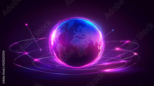 Global technology revolution digital connectivity virtual environment futuristic design abstract viewpoint