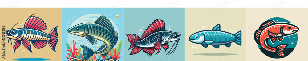 Obraz premium Betta fish vector collection