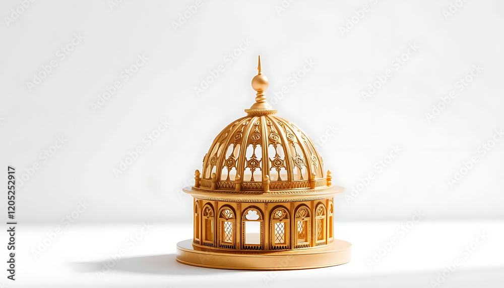 Obraz premium miniature of a gold mosque dome isolated on a white background