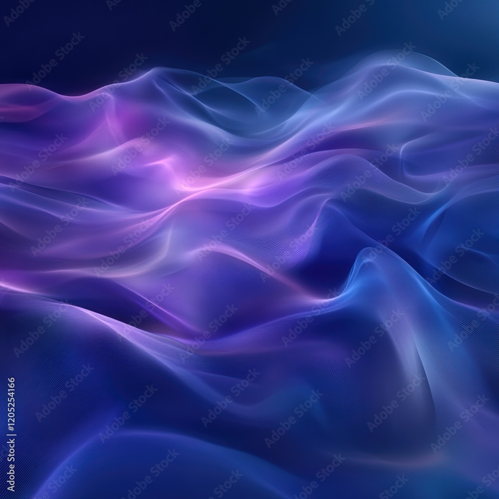 Fototapeta premium Abstract Purple and Blue Waves Flowing Seamlessly in 3D Space, Creating a Dreamlike Digital Art