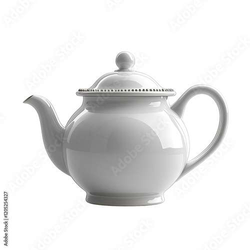 Elegant White Porcelain Teapot Classic Design Shiny Finish Tea Kettle Home Decor