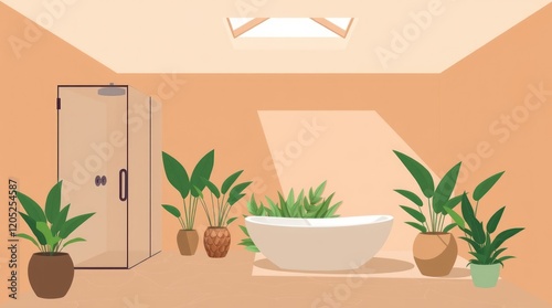 A lush houseplant with vibrant flowers adds a touch of nature to the modern interior design of this home