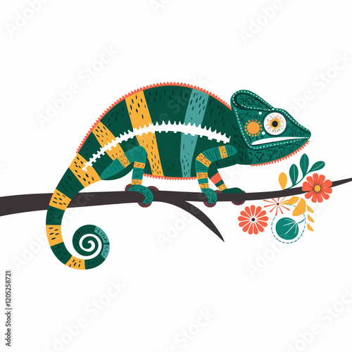 Colorful Cinco de Mayo Chameleon Illustration