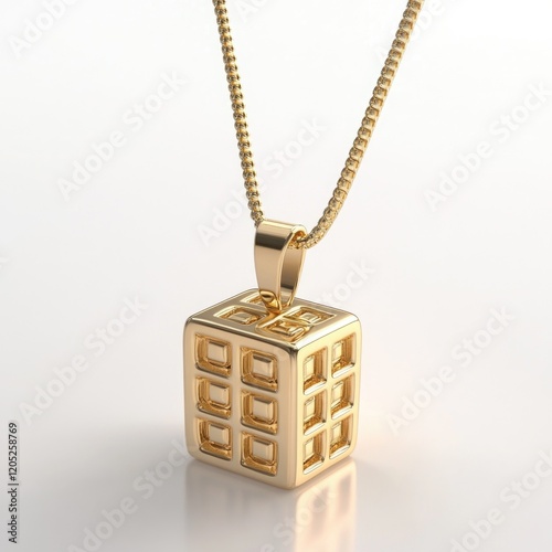 Gold necklace with square pendant