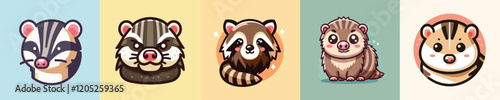 Cute weasel vector collection