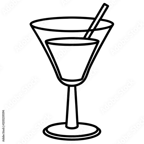 Modern Cocktail Glass Outline Design