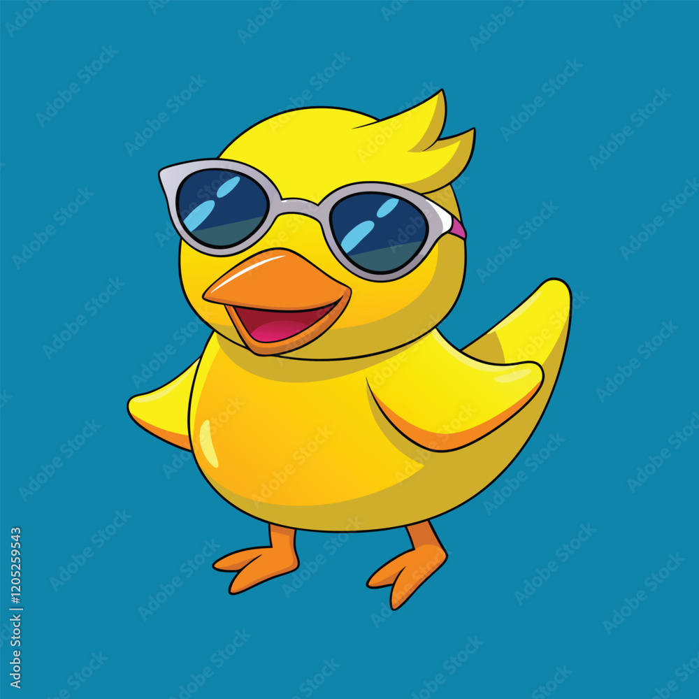 Funny Yellow Cute Duck Wearing Sunglasses Funny Yellow Cute Duck Wearing Sunglasses