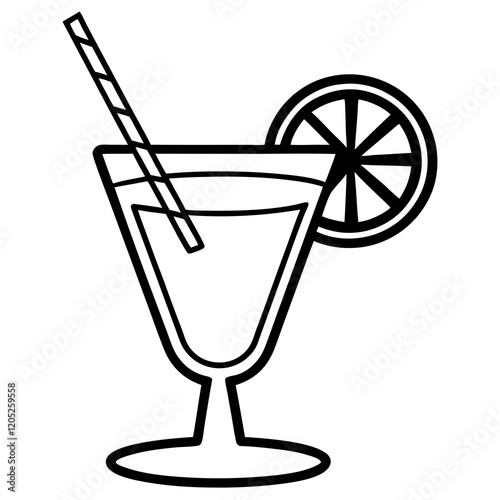 Modern Cocktail Glass Outline Design