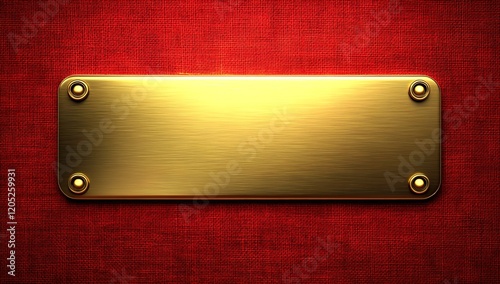 Wallpaper Mural Red background, golden metal plate with texture, 3D rendering, realistic style Torontodigital.ca