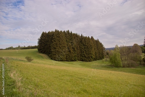 The countryside and landscape full of meadows and forests at Vysocina region, Czech republic