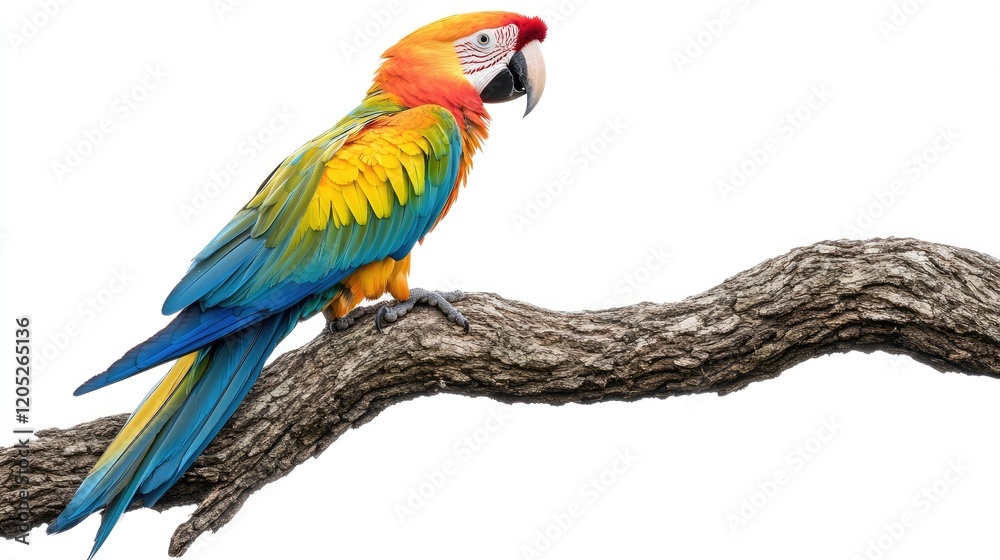 Fototapeta premium A vibrant parrot perched on a branch, showcasing its colorful plumage.