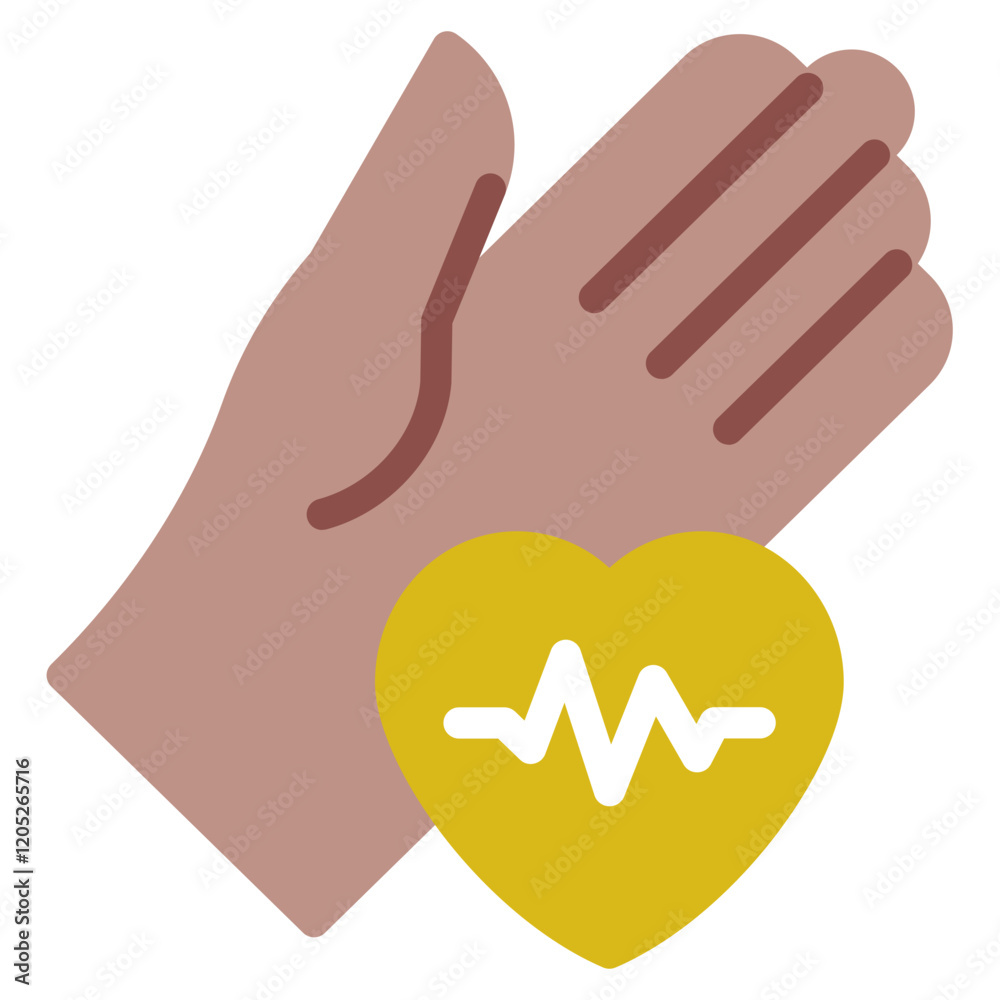 Heart Health Monitoring Hand Gesture Icon Heart Health Monitoring Hand Gesture Icon