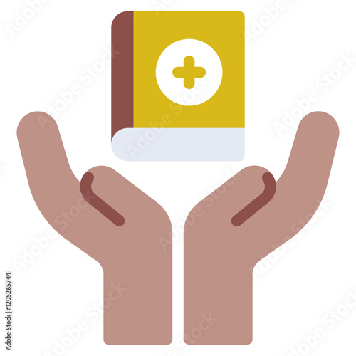 Healthcare Book Icon with Hands