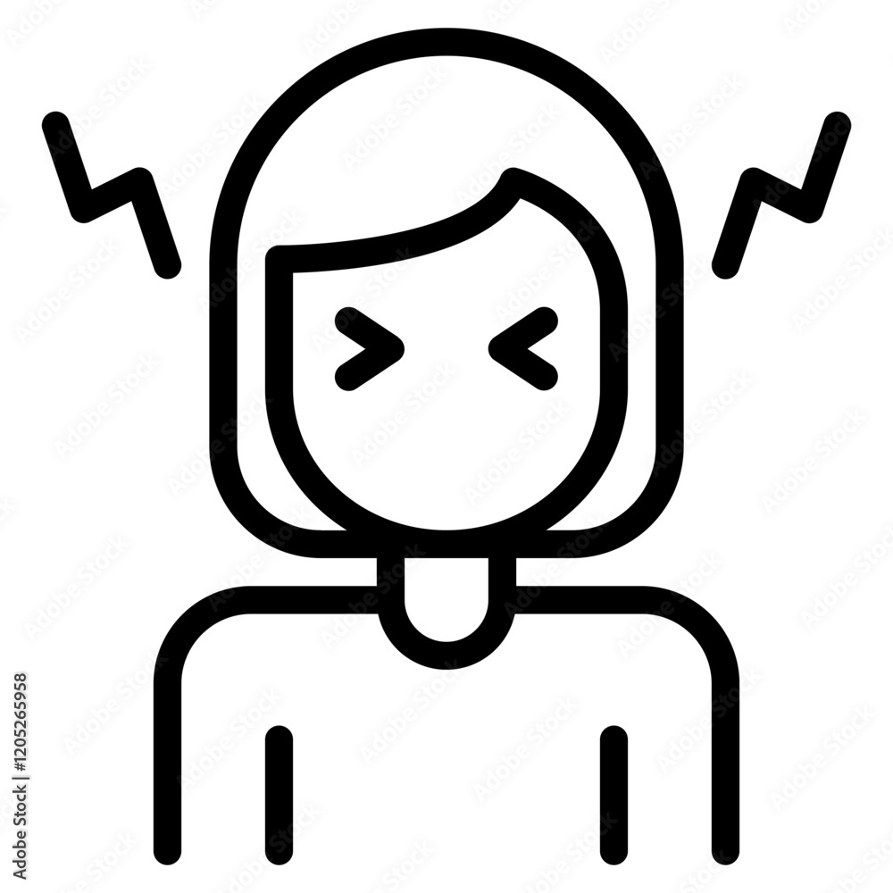Line Art Illustration of a Frustrated Woman Line Art Illustration of a Frustrated Woman