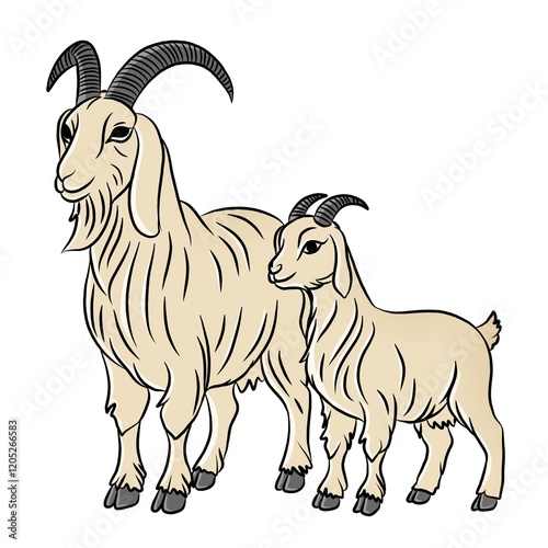 cartoon goat isolated on white background. Farm animals