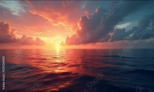 Stunning Ocean Sunset Dramatic Cloudscape 4K Video