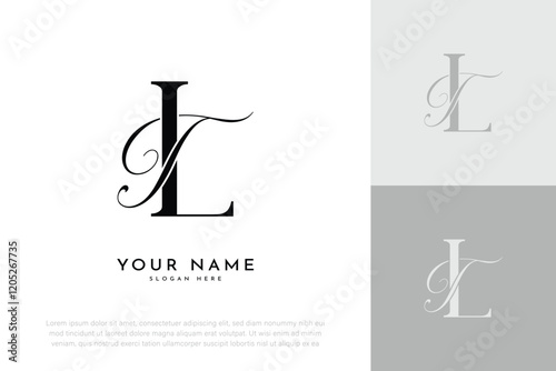 Plakat w ramie LT TL initial letter handwriting wedding monogram logo