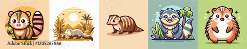 Cute weasel vector collection