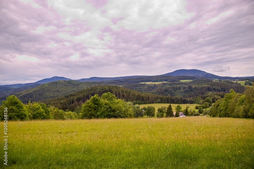 A view to the mountain Boubin at Sumava national park, Czech republic
