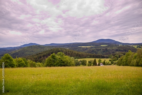 A view to the mountain Boubin at Sumava national park, Czech republic