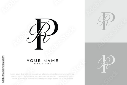 PR RP initial letter handwriting wedding monogram logo
