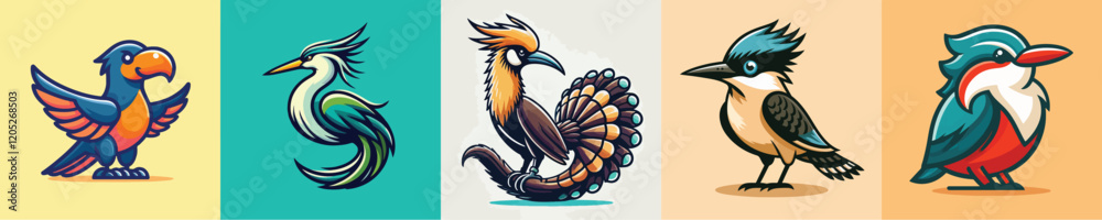 Naklejka premium Vector collection of beautiful peacocks