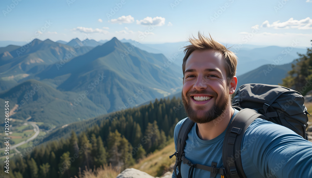 A man standing atop a scenic mountain peak with breathtaking views of valleys and clouds, showcasing adventure, nature, and travel themes for outdoor photography projects. A man standing atop a scenic mountain peak with breathtaking views of valleys and clouds, showcasing adventure, nature, and travel themes for outdoor photography projects.