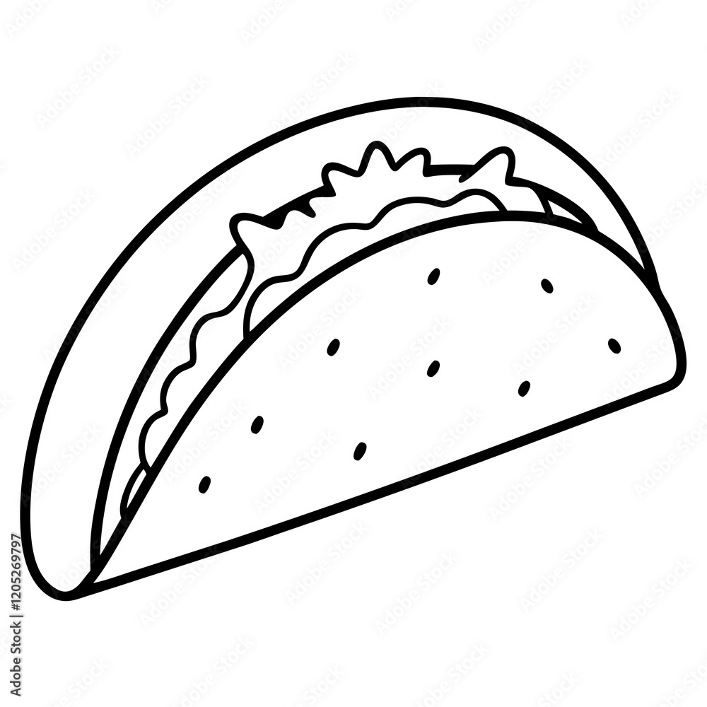 Modern Taco Outline for Vector Graphics Modern Taco Outline for Vector Graphics
