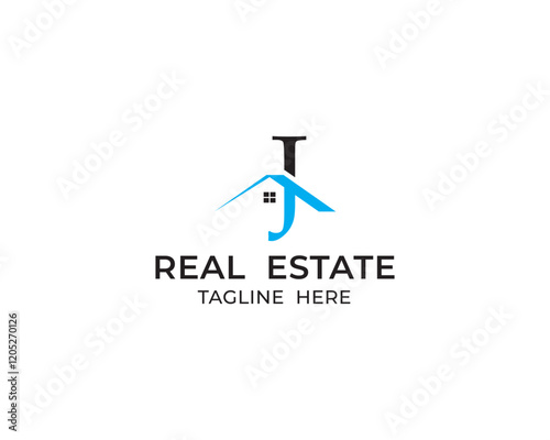 Letter J and real estate logo design 