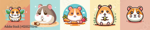 Hamster animal vector set with flatdesign style