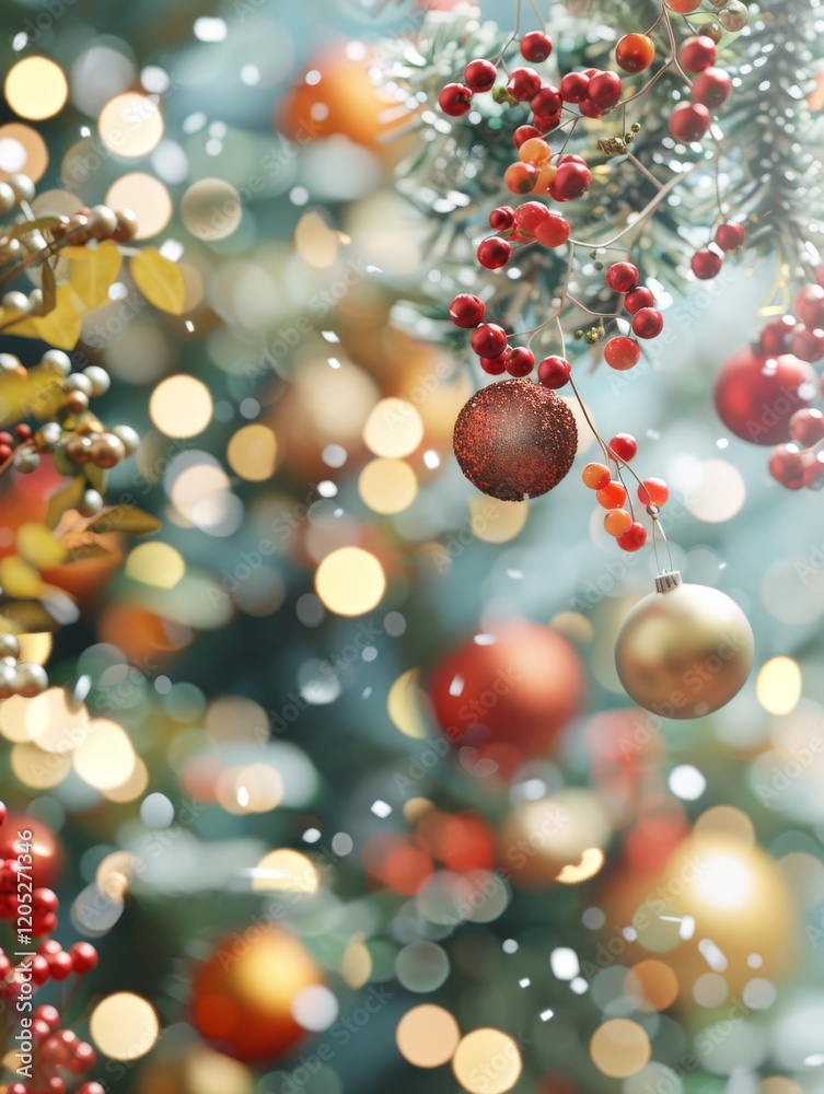 Tree with many red and gold ornaments hanging from it Tree with many red and gold ornaments hanging from it