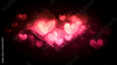 Romantic Abstract Pink Glow with Bokeh and Dreamy Light in the Dark Valentine's day background