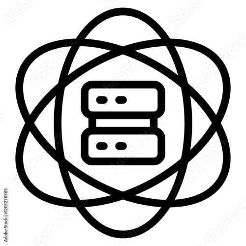 Stylized Data Storage Icon with Atomic Structure