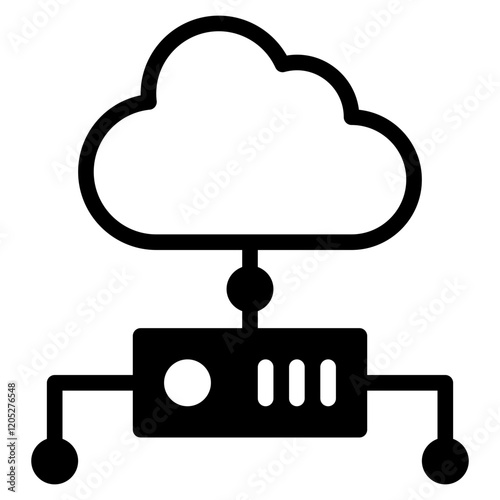 Cloud Computing Icon with Data Connector