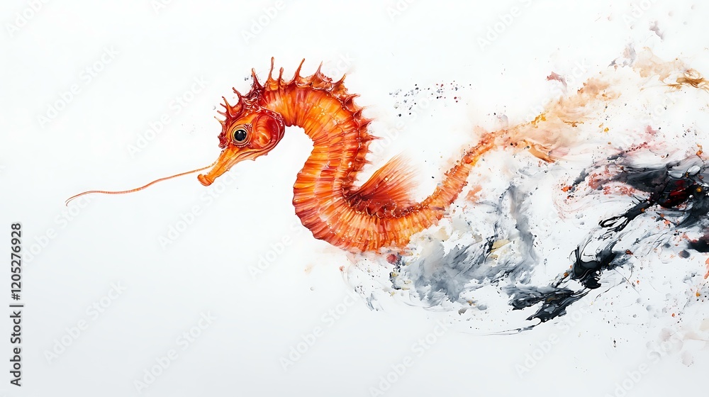 Fototapeta premium A high-resolution image of a seahorse floating against a white background
