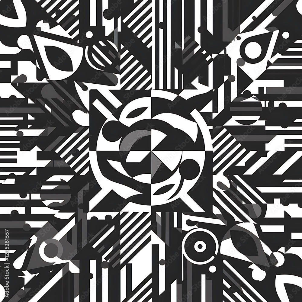 Black and white Memphis patterned background Black and white Memphis patterned background