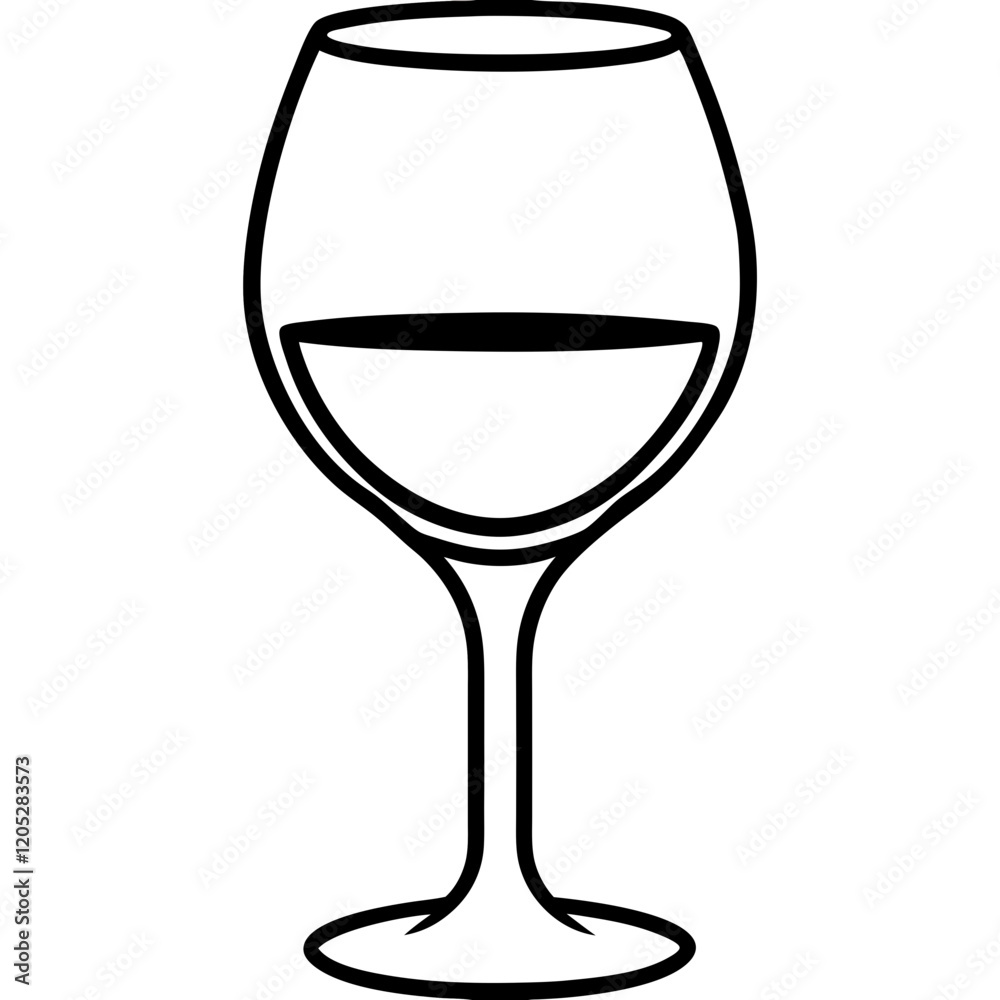 Simple Line Art of a Wine Glass Simple Line Art of a Wine Glass